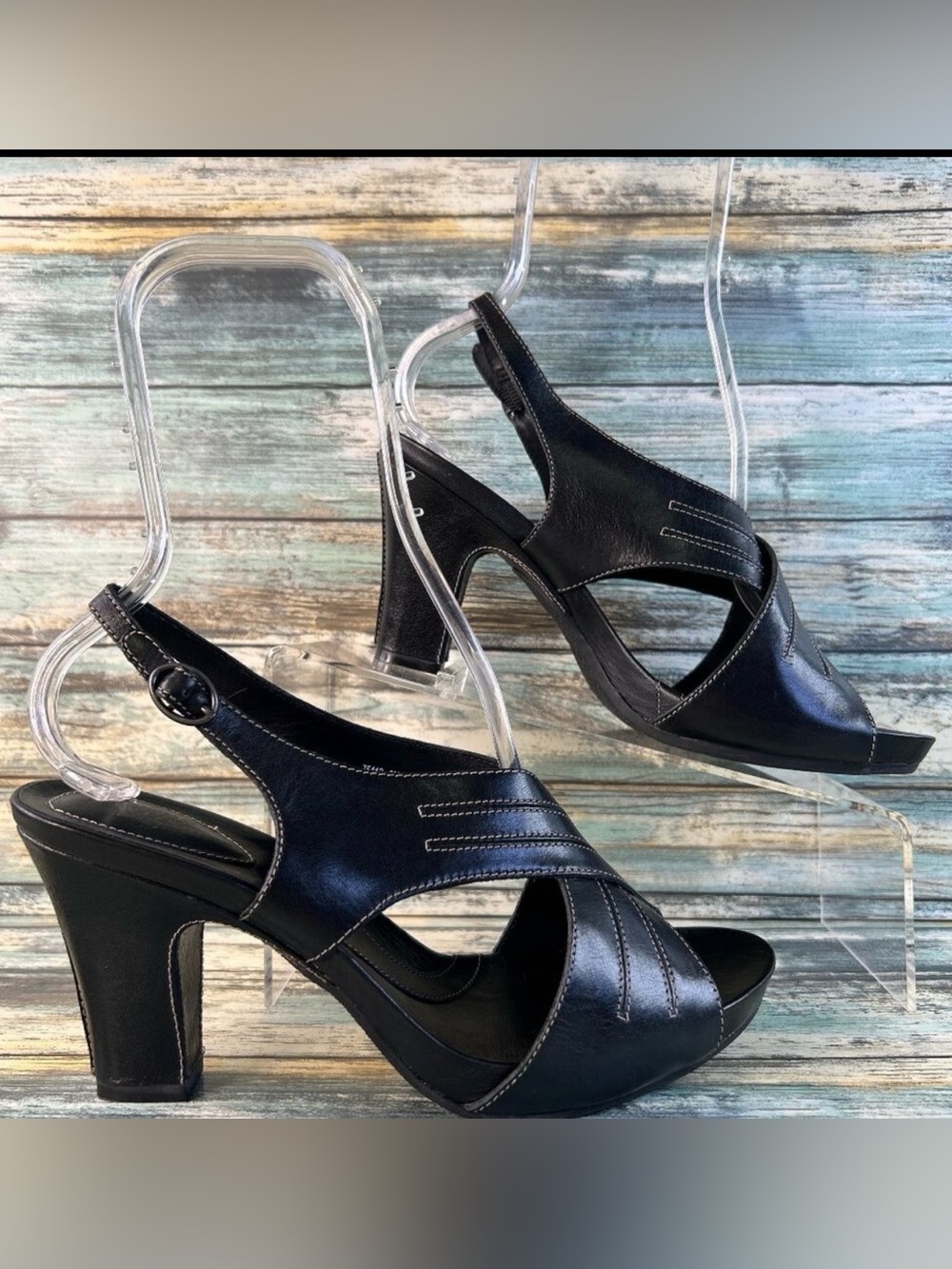 Clarks Artisan Slingback Sandal Womens Size 8M Black Leather Formal Work Evening